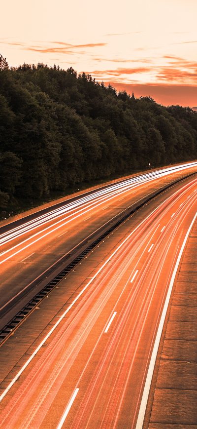 Fond d'écran iPhone Highway Movement Lights Track Bridge Speed Trails