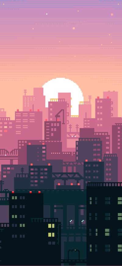 Fond d'écran iPhone 8 Bit Pixel Art City