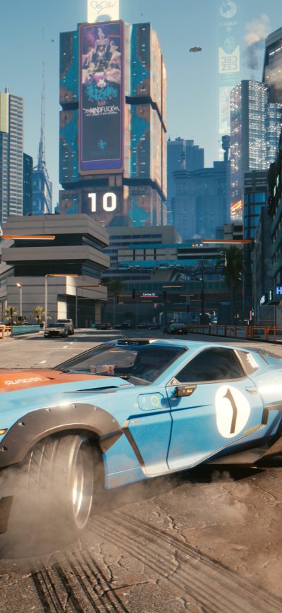 Fond d'écran iPhone Cyberpunk 2077 Cars Drifting