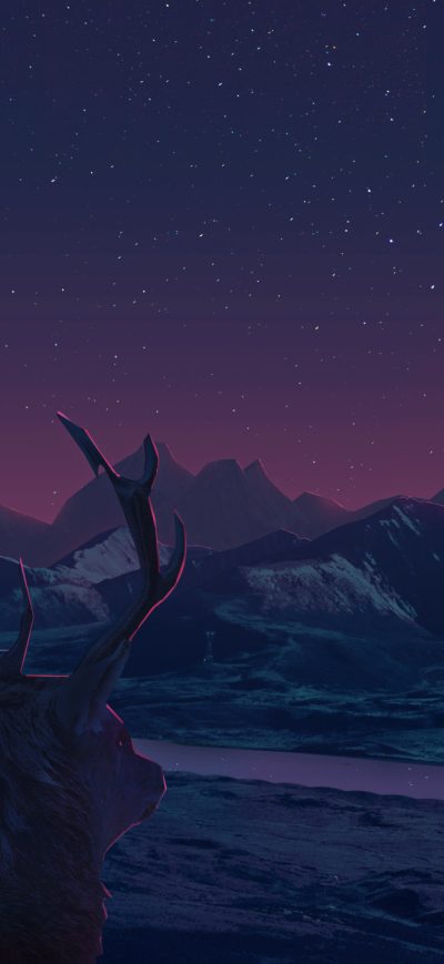 Fond d'écran iPhone Deer Landscape Manipulation Mountains Sun Rising