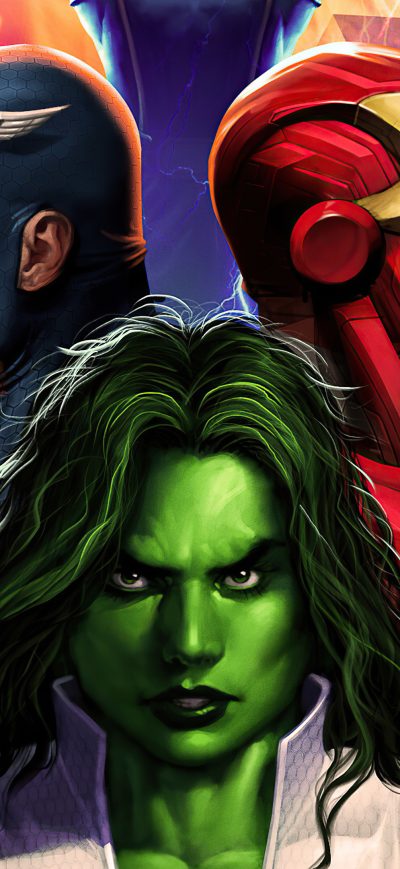 Fond d'écran iPhone Iron Man Captain America She Hulk 4k