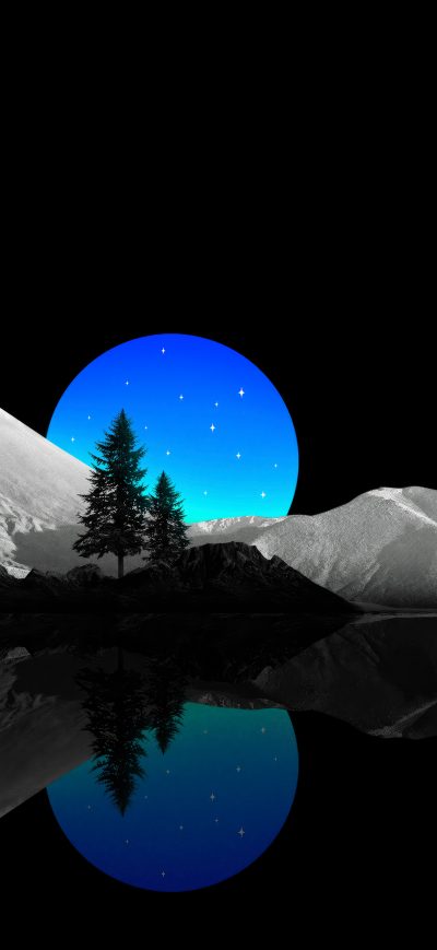 Fond d'écran iPhone Mountains And Blue Sunset Oled 4k