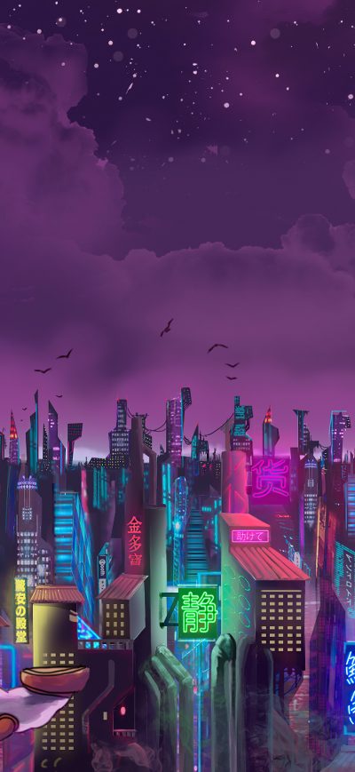 Fond d'écran iPhone Amegakure From Naruto Shippuden In A Cyberpunk World 5k