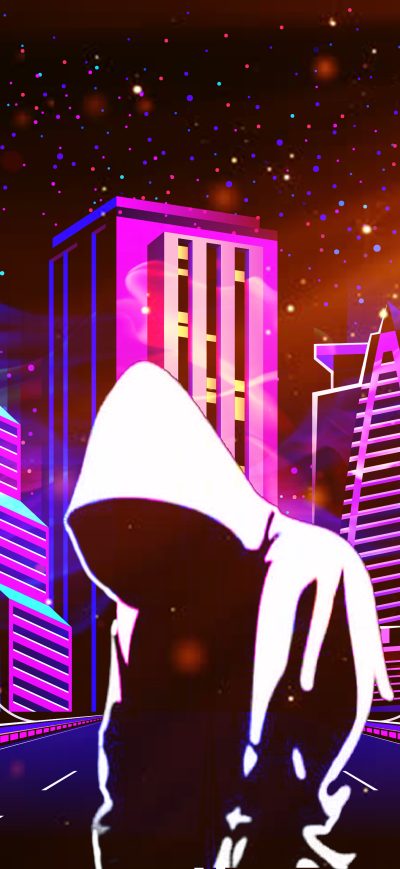 Fond d'écran iPhone Scifi Neon Anonymus Future City 4k