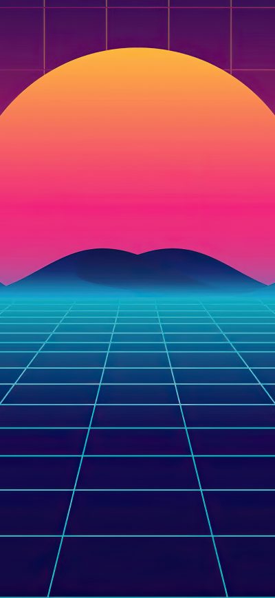 Fond d'écran iPhone Retro Synthwave Sunrise 4k