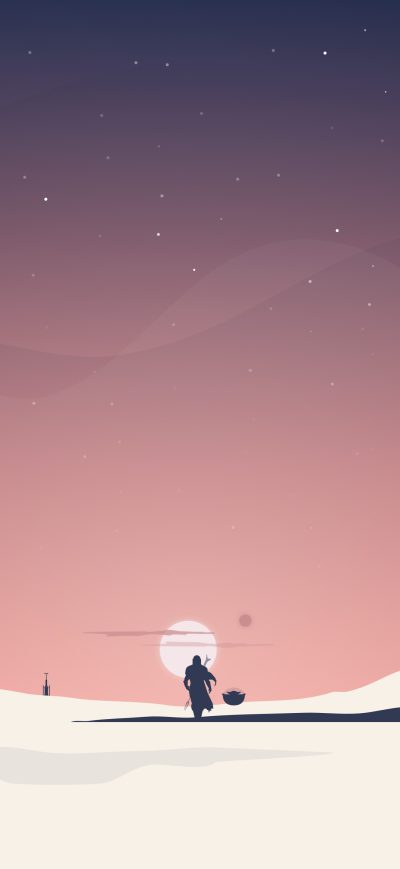 Fond d'écran iPhone The Mandalorian Minimalist Art 4k