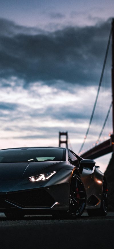 Fond d'écran iPhone Lamborghini Huracan Golden Gate Bridge