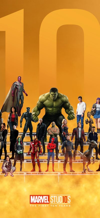 Fond d'écran iPhone Marvel Superheroes 10 Year Anniversary Artwork