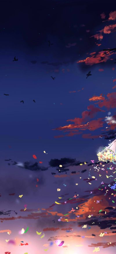 Fond d'écran iPhone Anime Girl Spreading Flowers