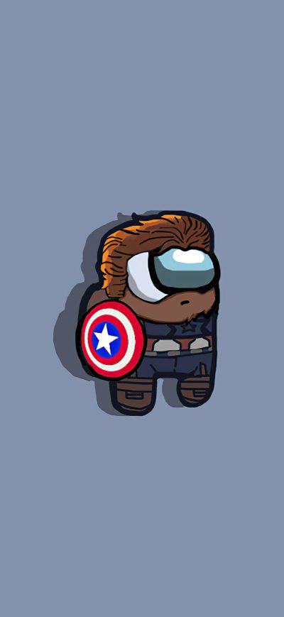 Fond d'écran iPhone Among Us Captain America Minimal 5k