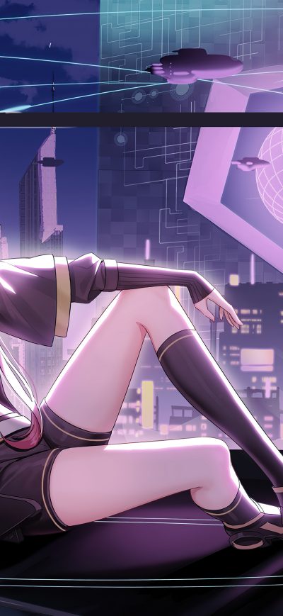 Fond d'écran iPhone Anime Girl In Scifi World 5k
