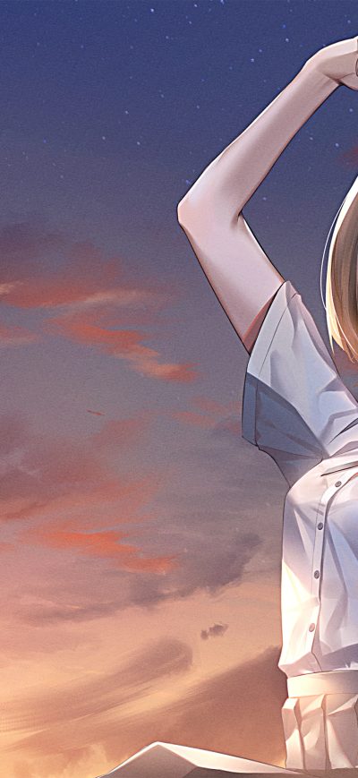 Fond d'écran iPhone Anime Girl Short Hair School Girl 4k