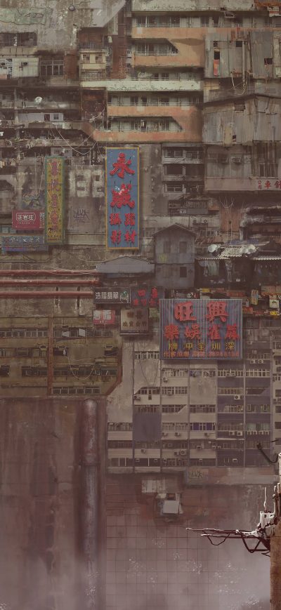 Fond d'écran iPhone Boy With Gun Apocalypse Kowloon Walled City Art 5k