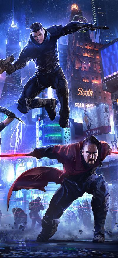 Fond d'écran iPhone Cyberpunk Heroes 4k