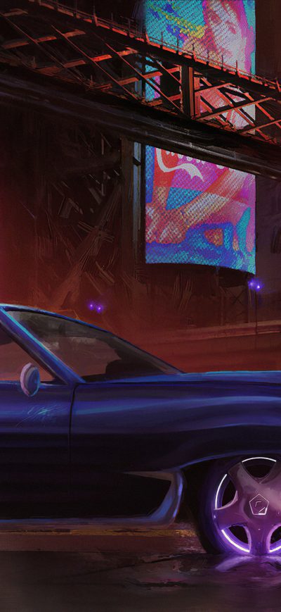Fond d'écran iPhone Cyber City Girl With Car