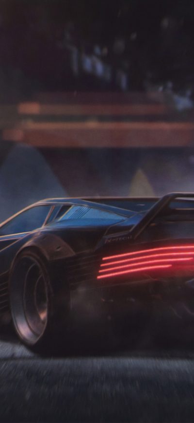 Fond d'écran iPhone Cyberpunk 2077 Car 4k
