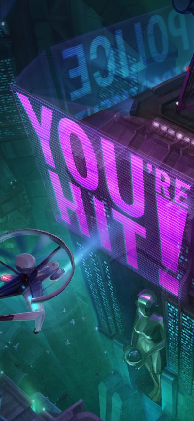 Fond d'écran iPhone Hologram City Cyberpunk 8k
