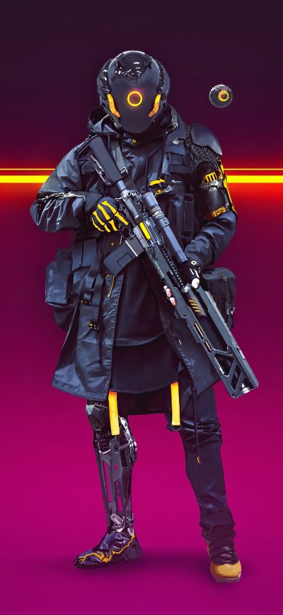 Fond d'écran iPhone Cyberpunk Soldier Turbo Police 4k