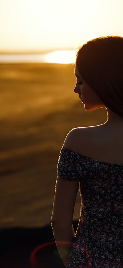 Fond d'écran iPhone Girl Depth Of Field Sunset 4k