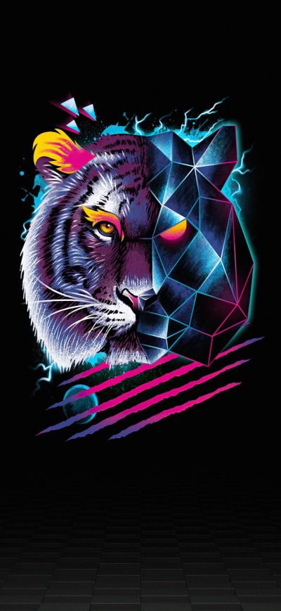 Fond d'écran iPhone Dark Lion Retro 4k