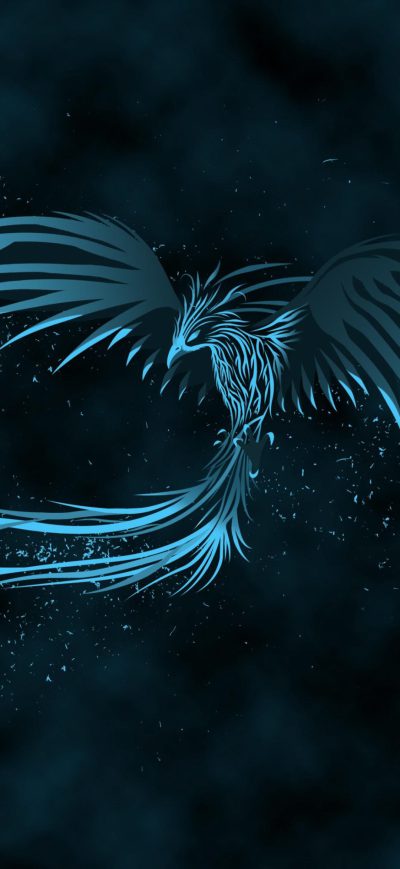 Fond d'écran iPhone Blue Phoenix Watermark 4k
