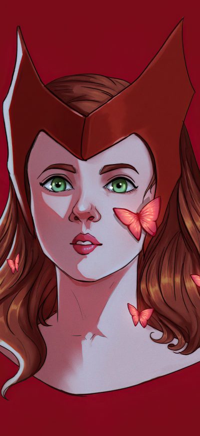Fond d'écran iPhone Scarlet Witch Face Portrait Minimal 4k