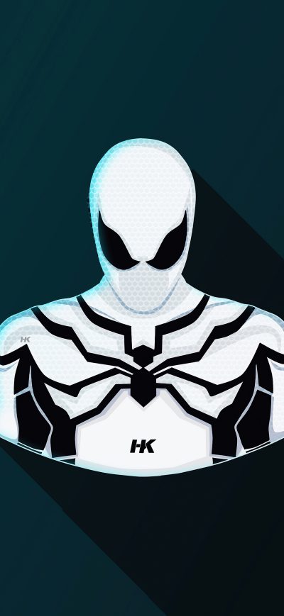 Fond d'écran iPhone Spiderman White Suit Minimal 5k