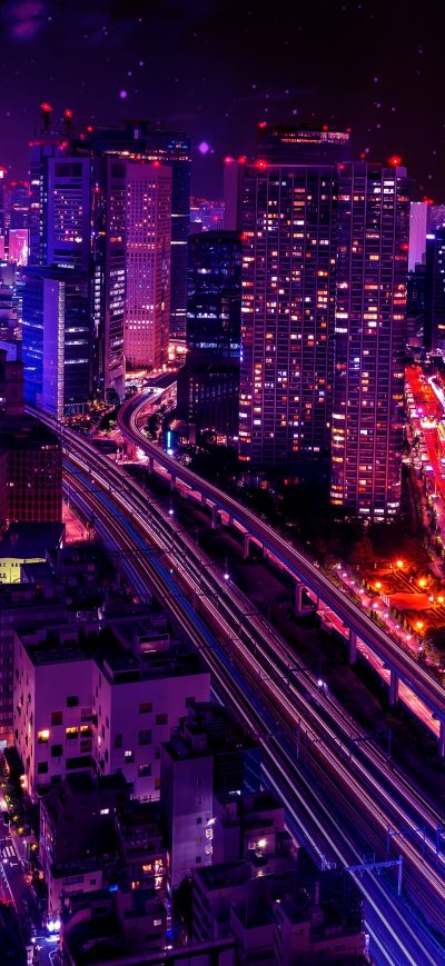 Fond d'écran iPhone Cityscape Skyscraper Pink Lights Buildings 4k