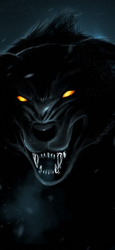 Fond d'écran iPhone Wolf Orange Eyes 4k