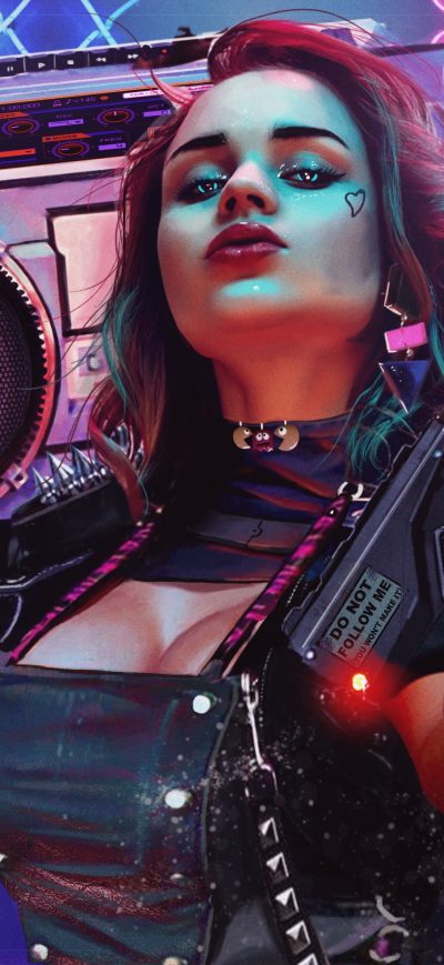 Fond d'écran iPhone Cyberpunk Girl Artwork 4k