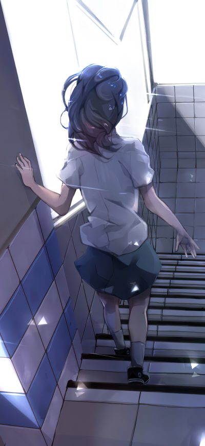 Fond d'écran iPhone Anime Girl Walking Down Stairs 4k