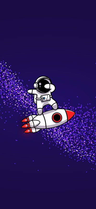Fond d'écran iPhone Astronaut Riding Over Rocket Illustration