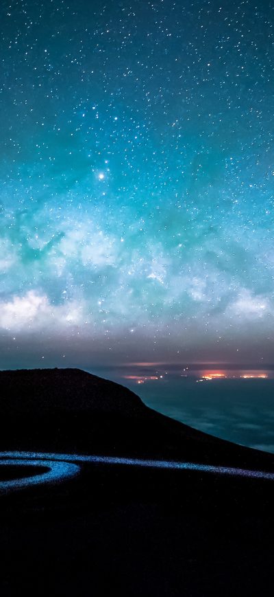 Fond d'écran iPhone Night Stars Sky Landscape Road Path