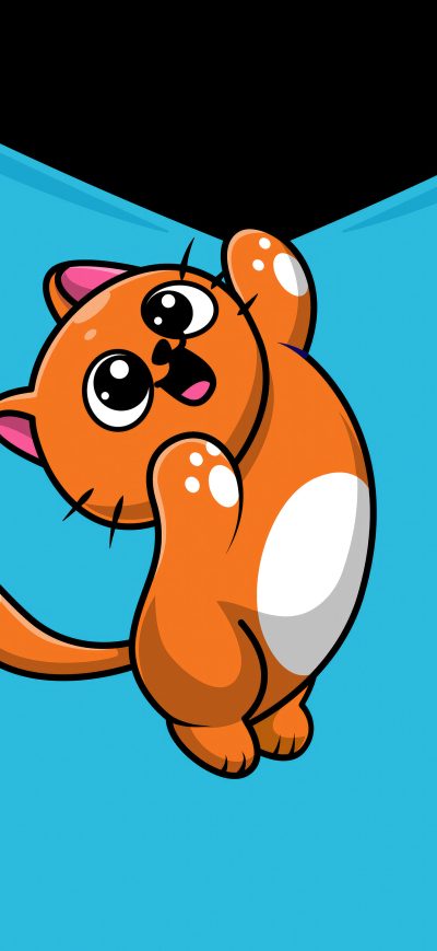 Fond d'écran iPhone Cute Cat Hanging Illustration 5k