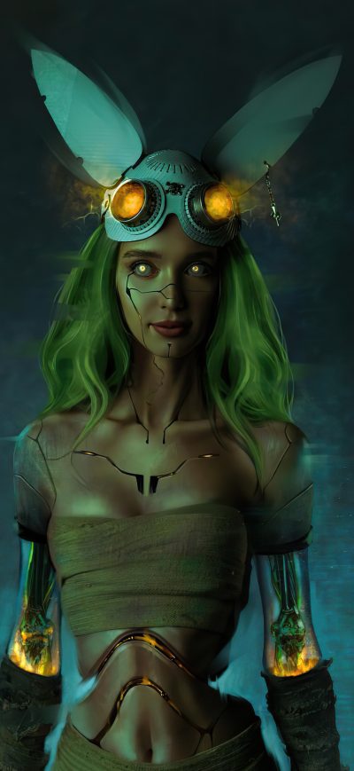 Fond d'écran iPhone Cyberpunk Cyborg Girl
