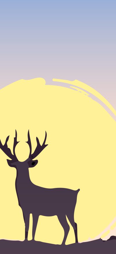 Fond d'écran iPhone Deer At Sunset Minimal 4k
