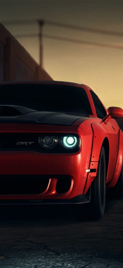 Fond d'écran iPhone Red Dodge Challenger Srt 8k