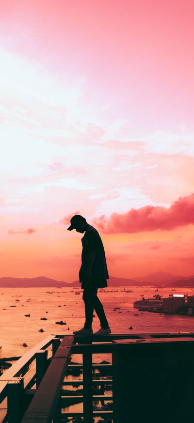 Fond d'écran iPhone Person Standing Pink Silhouette