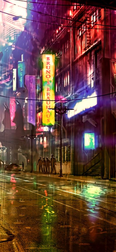 Fond d'écran iPhone Futuristic City Cyberpunk Neon Street Digital Art 4k