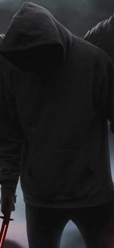 Fond d'écran iPhone Angel Hoodie Boy Moon Night Dark 5k