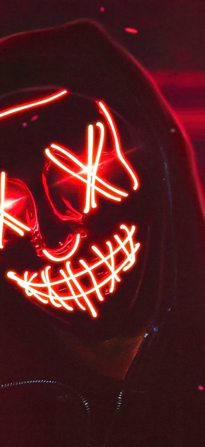Fond d'écran iPhone Hoodie Boy With Red Neon Mask