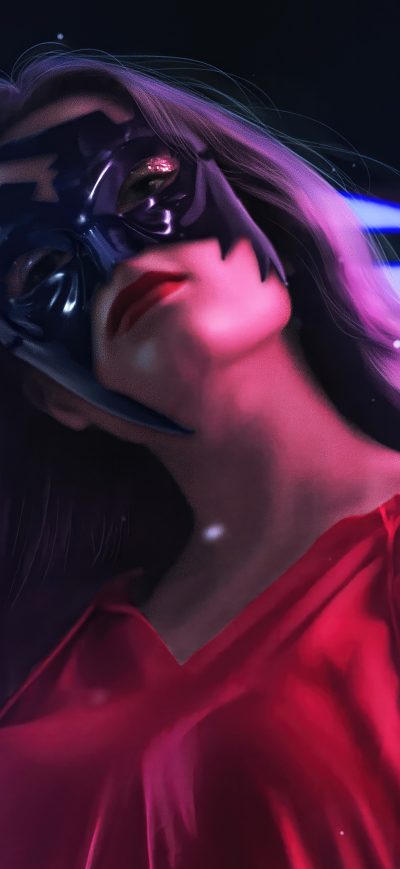 Fond d'écran iPhone Black Mask Night Out Girl 4k