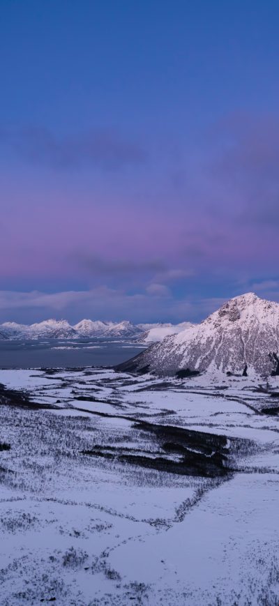 Fond d'écran iPhone Norway Lofoten Mountains Snow 5k