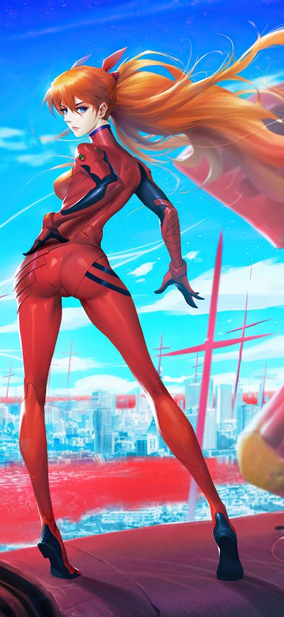 Fond d'écran iPhone Asuka Eva Fanart 5k