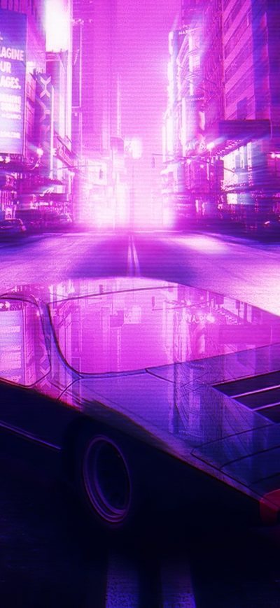 Fond d'écran iPhone Neon City Car 4k