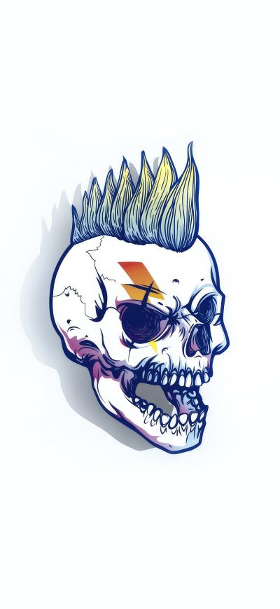 Fond d'écran iPhone Skull Punk Minimal 4k