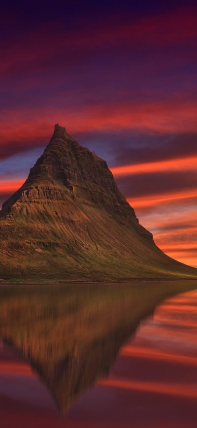 Fond d'écran iPhone Kirkjufell Mountain Abenrot Sunset Dusk