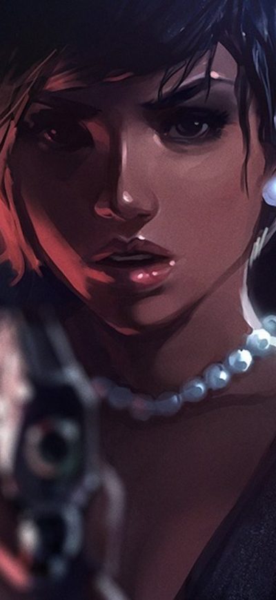 Fond d'écran iPhone Girl With Gun Digital Art