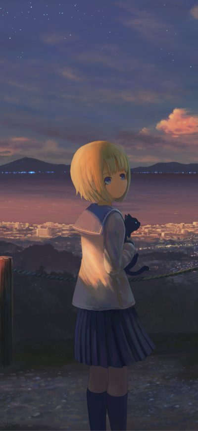 Fond d'écran iPhone Anime Girl Alone Standing