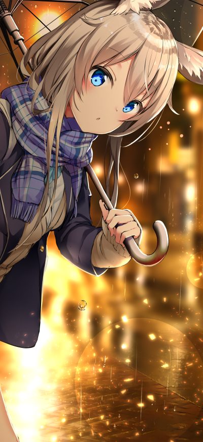 Fond d'écran iPhone Anime Girl Umbrella Rain